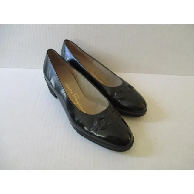 Salvatore Ferragamo Black Patent Leather Flats Size Us
