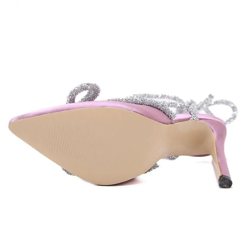 Sequined Butterfly-Knot High Heels