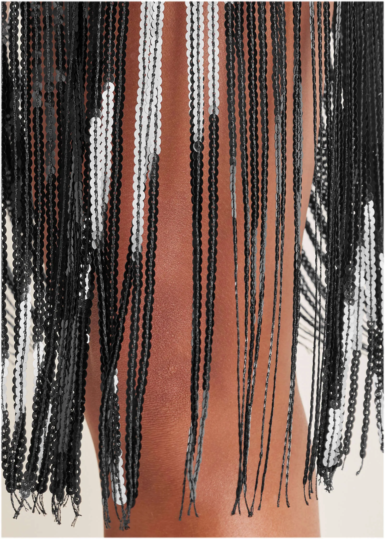 Sequined Fringe Mini Dress - Black