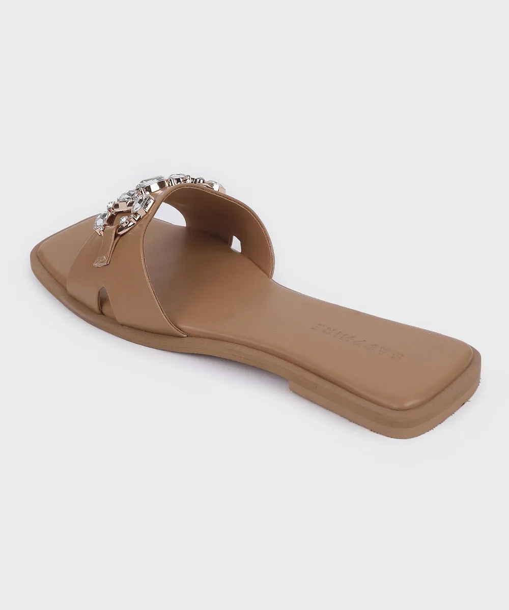 Tan Flats with Stone Buckle