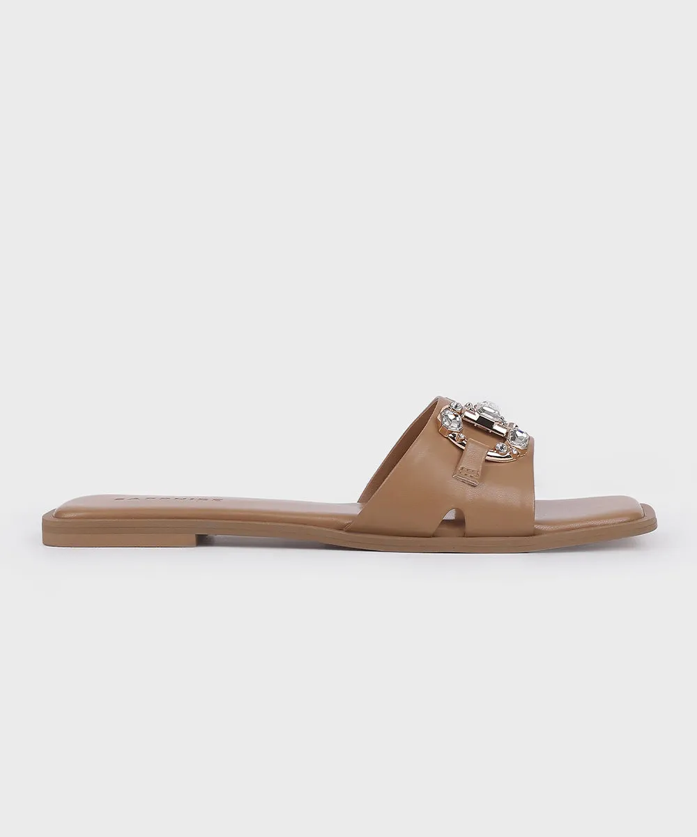 Tan Flats with Stone Buckle