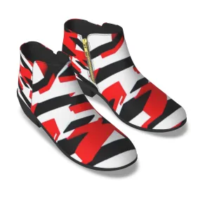 Women's Fashion Boots SS9 red, black, and white print