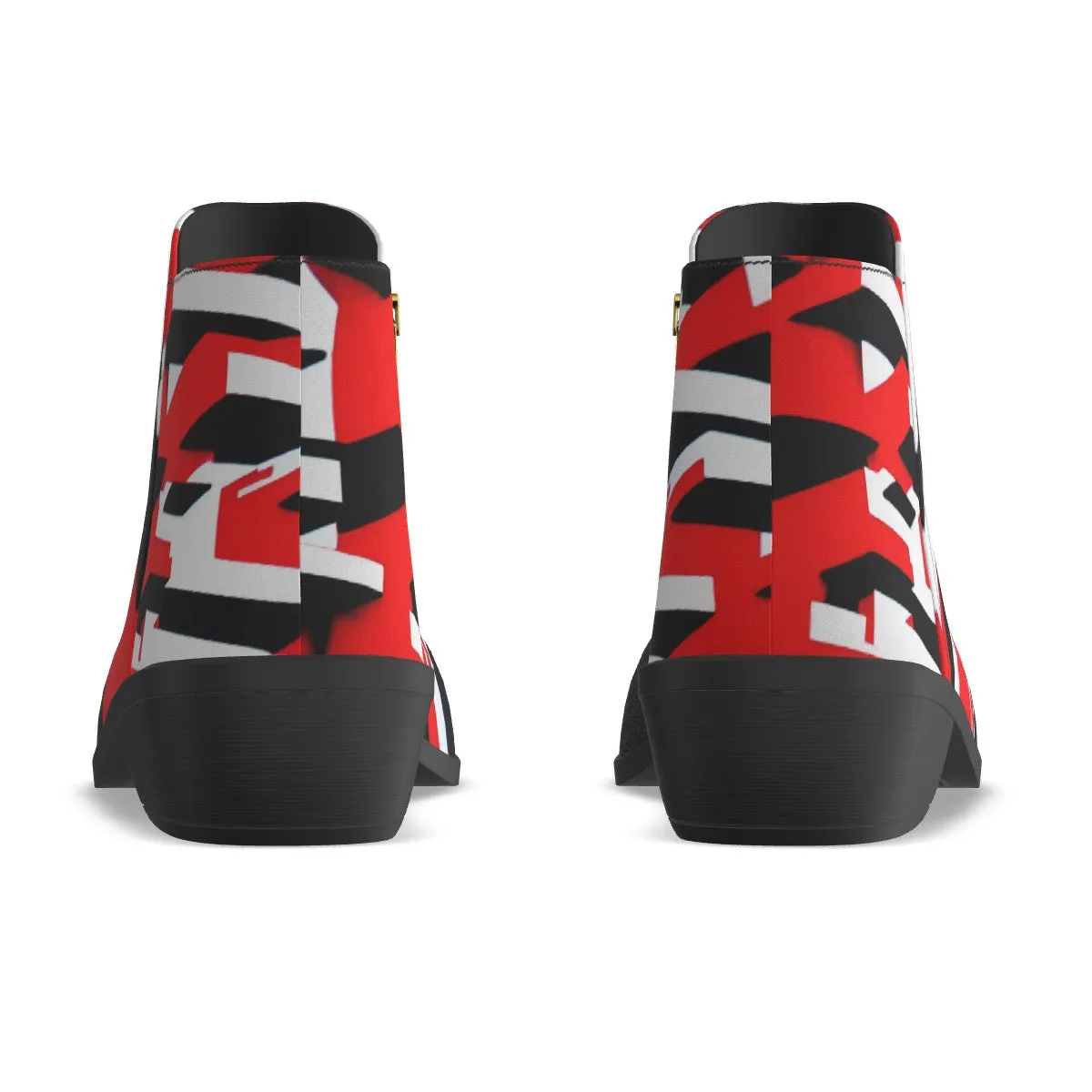Women's Fashion Boots SS9 red, black, and white print