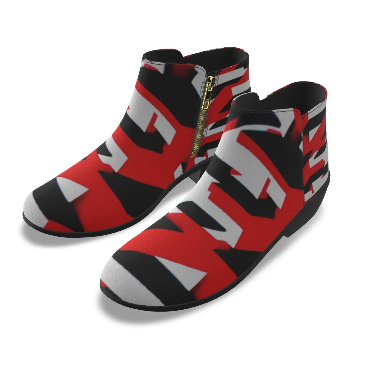 Women's Fashion Boots SS9 red, black, and white print