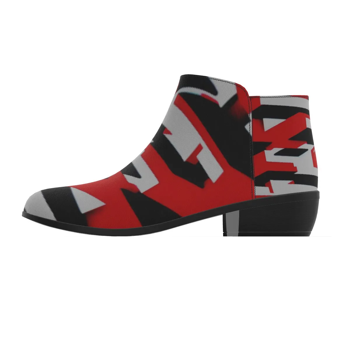 Women's Fashion Boots SS9 red, black, and white print