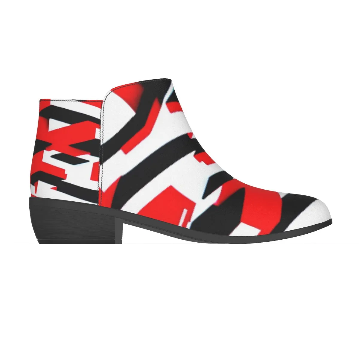 Women's Fashion Boots SS9 red, black, and white print