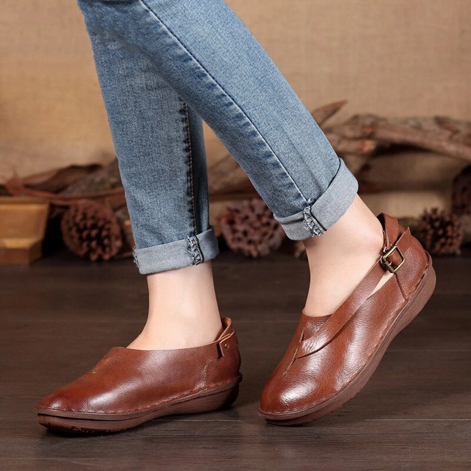 Women's Spring/Autumn Genuine Leather Casual Flats